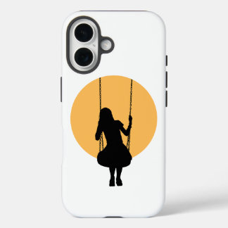 Meisje op een schommel silhouet iPhone 16 hoesje