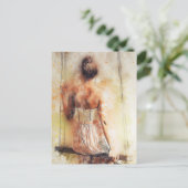 Meisje op een Waterverf Briefkaart (Staand voorkant)
