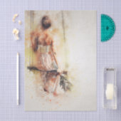 Meisje op een zingertje tissuepapier (Craft)