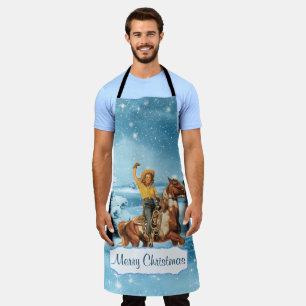 meisje op feestelijke winterkerst schort