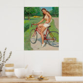 Meisje op Fiets Pin Up Poster (Keuken)