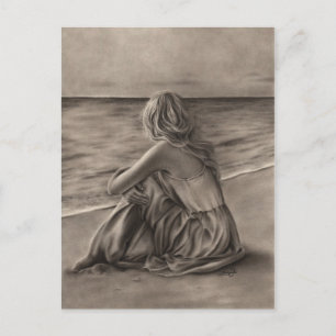 Meisje op het strand Briefkaart