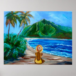 Meisje op het strand poster