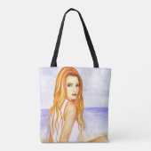 Meisje op het strand waterverf schilderij tote bag (Achterkant)