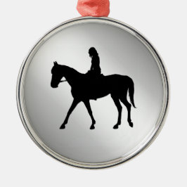 Meisje op Horse Silver Metalen Ornament