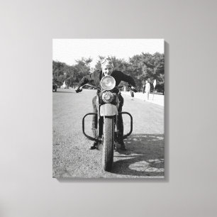 Meisje op motorfiets, 1937 canvas afdruk