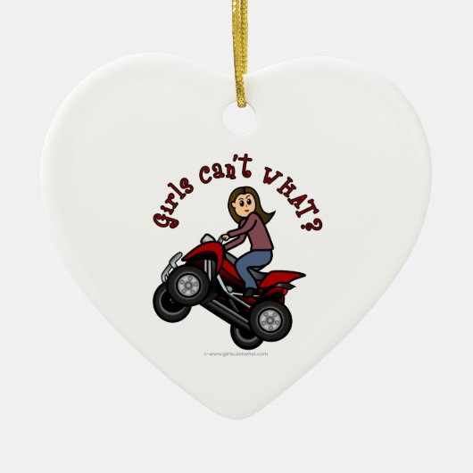 Meisje op Red Four Wheeler Keramisch Ornament (Voorkant)