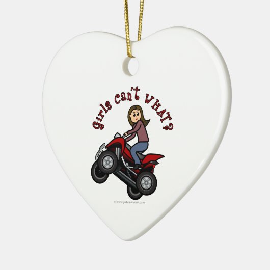 Meisje op Red Four Wheeler Keramisch Ornament (Links)