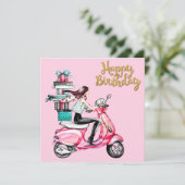 Meisje op scooter met Cadeaus (Staand voorkant)