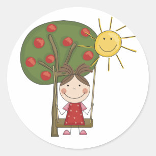 Meisje op Swing T-shirts en geschenken Ronde Sticker