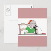 Meisje op  telefoon briefkaart (Voorkant / Achterkant)