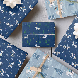 Meisje Paardrijden in de winter Inpakpapier Vel