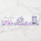 Meisje Paarse Boho Olifant Baby shower Waterfles Etiket (Enkel label)