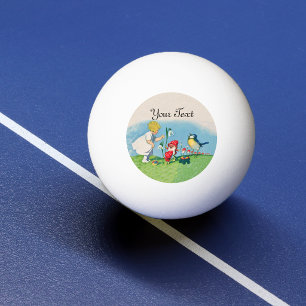 Meisje Paaslelie Kabouter Elfen Zingende Vogel Man Pingpongballen