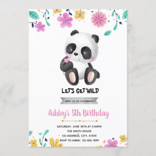 Meisje panda verjaardag uitnodiging