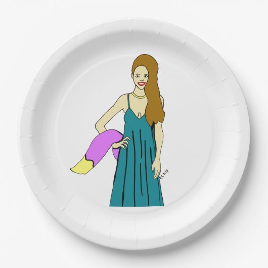 meisje papieren bordje (Voorkant)