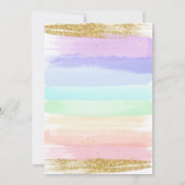 Meisje pastel regenboog 5e verjaardag uitnodiging (Achterkant)