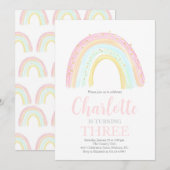 Meisje Pastel Regenboog Verjaardagsfeest Kaart (Voorkant / Achterkant)