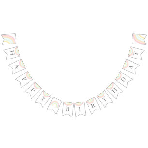 Meisje Pastel Regenboog Verjaardagsfeestje bunting Vlaggetjes