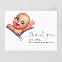 Meisje Peeking uit Baby shower Wit Dank je