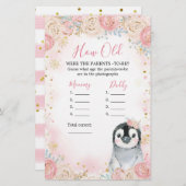 Meisje Penguin Winter Snowflake Hoe oud de ouders (Voorkant / Achterkant)