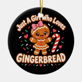 Meisje peperkoek man grappig kerst vrouwen keramisch ornament