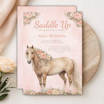 Meisje Perzik Bloem Paard 8e Verjaardag