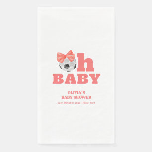 Meisje Perzik Oh Baby Boog Voetbal Sport Baby Show Servet