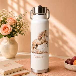 Meisje Perzik Paard Roos Persoonlijke Naam Waterfles