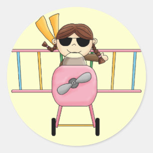 Meisje Pilot T-shirts en geschenken Ronde Sticker
