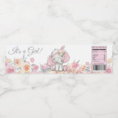 Meisje Pink Boho Olifant Baby shower Waterfles Etiket (Enkel label)