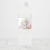 Meisje Pink Boho Olifant Baby shower Waterfles Etiket (Voorkant)