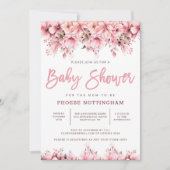Meisje Pink Floral Baby shower Kaart (Voorkant)