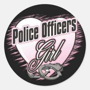 Meisje politieagenten ronde sticker