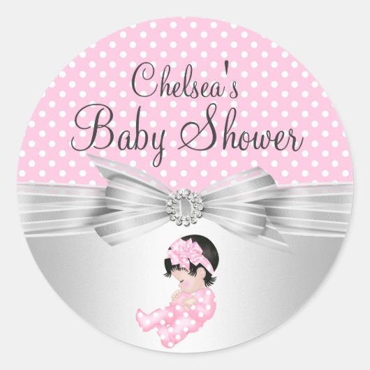 Meisje Polka dot Baby shower Sticker (Voorkant)