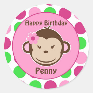 Meisje Polka Dot Monkey Stickers