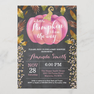 Meisje Pompoen Herfst Baby shower Gold Glitter Kaart
