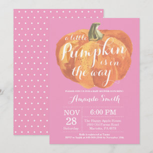 Meisje Pompoen Herfst Baby Shower Uitnodiging Roze