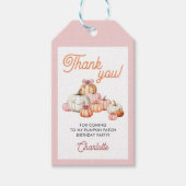 Meisje Pompoen Patch Bows Verjaardagsfeest Dank u Cadeaulabel (Voorkant)