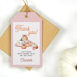 Meisje Pompoen Patch Bows Verjaardagsfeest Dank u Cadeaulabel