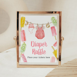 Meisje Popsicle Baby shower Luier Raffle Poster