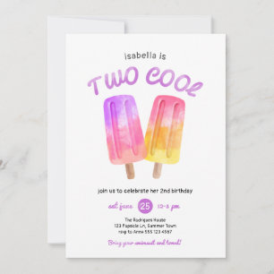 Meisje Popsicle Zomer 2de Verjaardagsfeestje Kaart