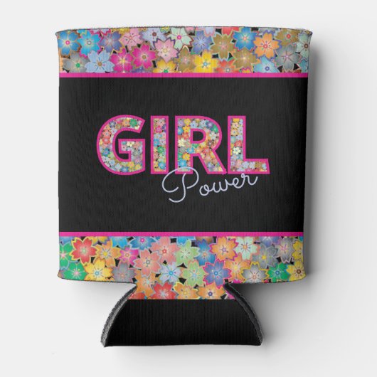 Meisje Power | Roze Meisje Mooie Wildflower Vrouwe Blikjeskoeler (Voorkant)