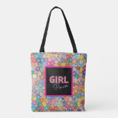Meisje Power | Roze Meisje Mooie Wildflower Vrouwe Draagtas (Achterkant)