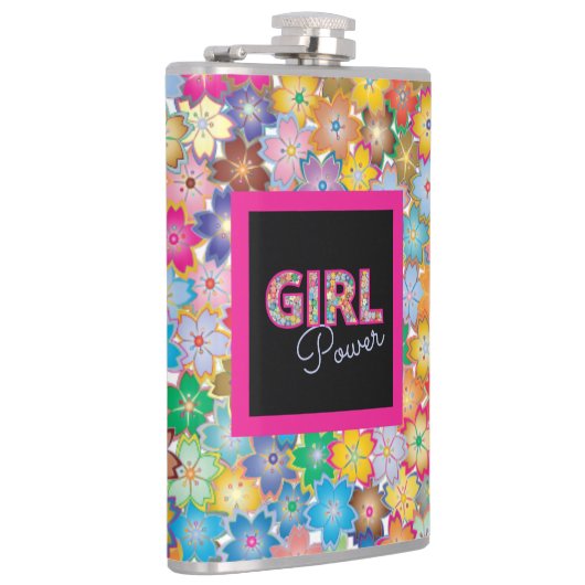 Meisje Power | Roze Meisje Mooie Wildflower Vrouwe Heupfles (Rechts)