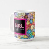 Meisje Power | Roze Meisje Mooie Wildflower Vrouwe Koffiemok (Voorkant links)