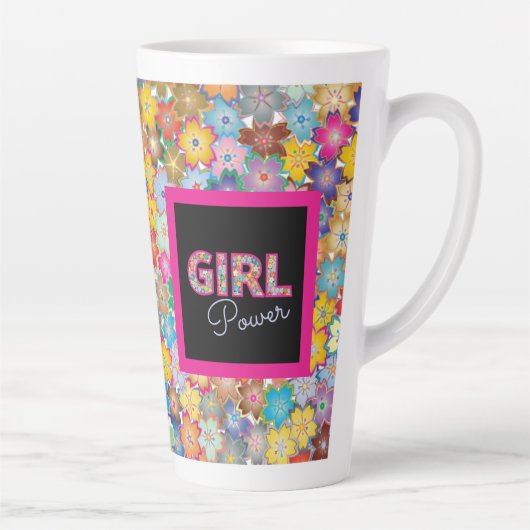 Meisje Power | Roze Meisje Mooie Wildflower Vrouwe Latte Mok (Rechts)