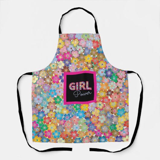 Meisje Power | Roze Meisje Mooie Wildflower Vrouwe Schort (Voorkant)