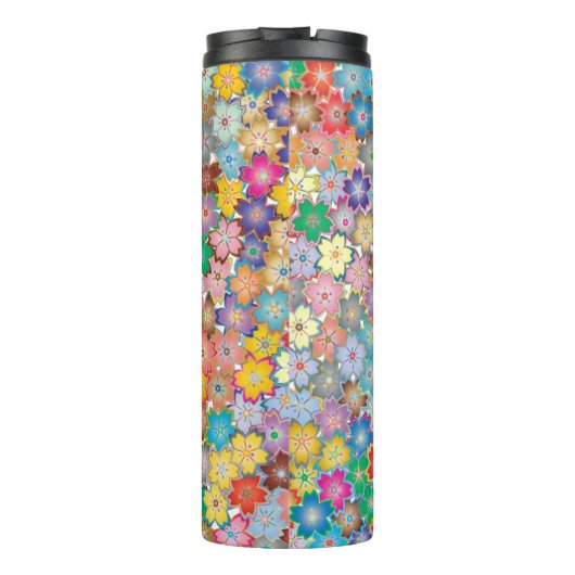 Meisje Power | Roze Meisje Mooie Wildflower Vrouwe Thermosbeker (Achterkant)