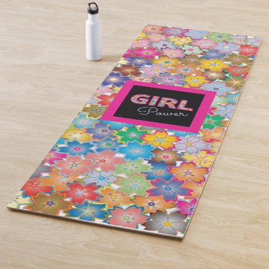 Meisje Power | Roze Meisje Mooie Wildflower Vrouwe Yogamat (In situ)